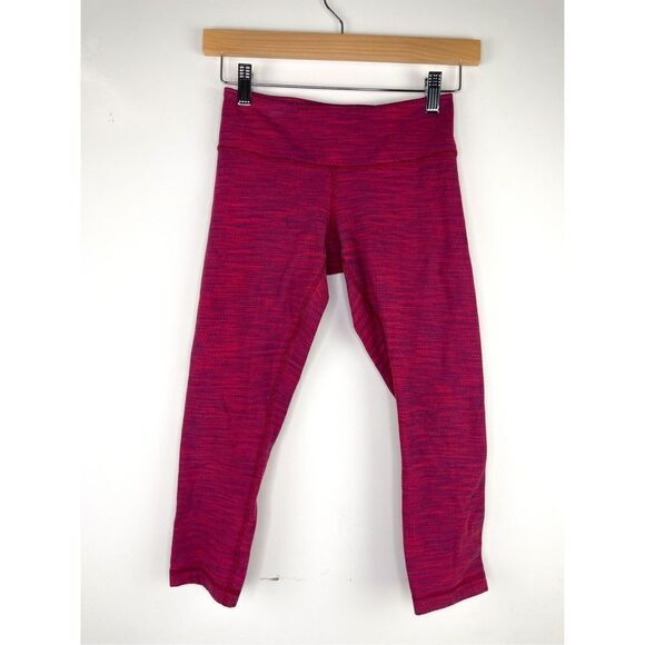 Lululemon Wunder Under Red Luon‎ Crop Pants Size 2 - Picture 2 of 10